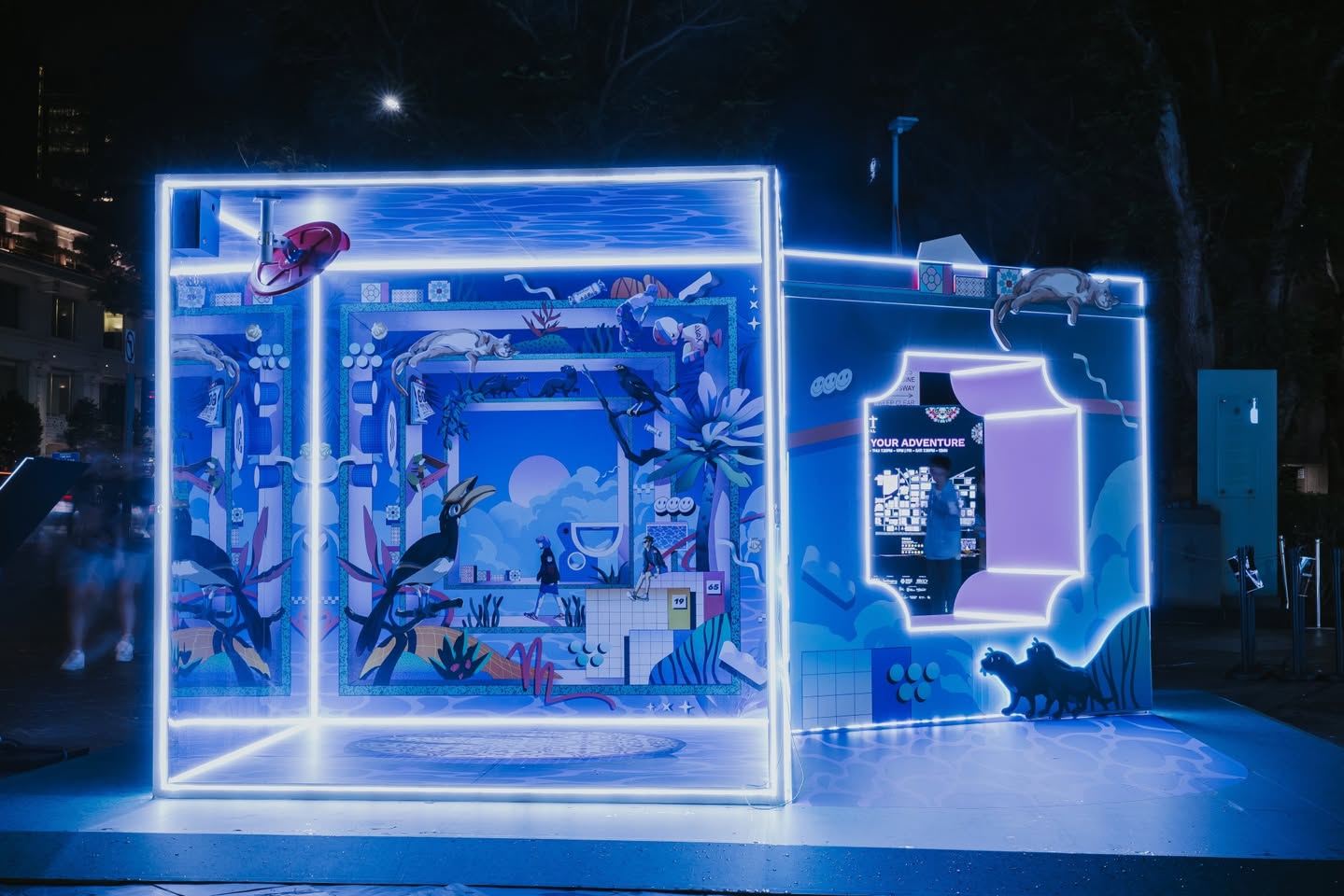 Vibrant art installation featuring Singaporean themes.
