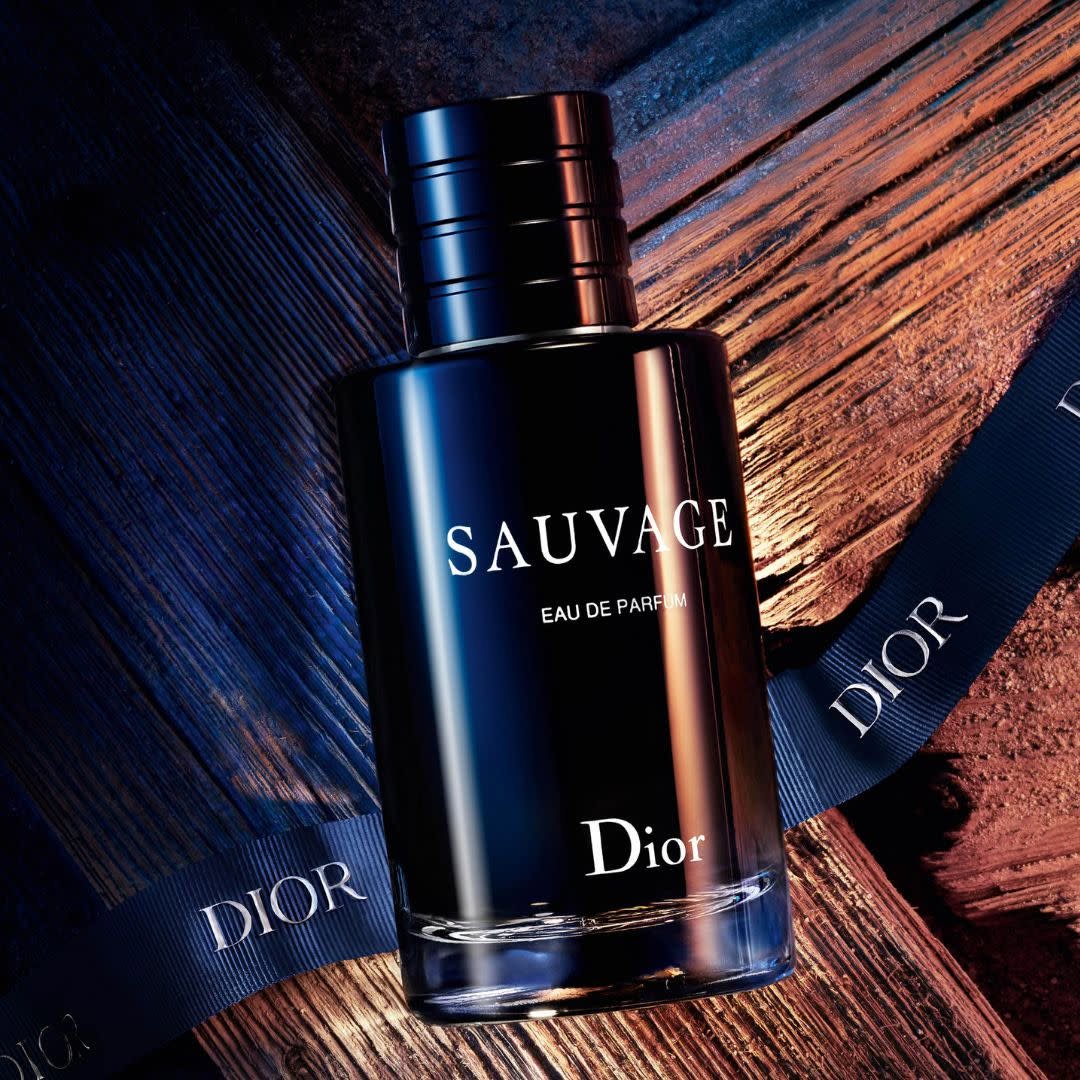 Dior Sauvage Eau de Parfum with navy blue DIOR ribbon for Fathers Day at Raffles City 01-29