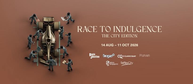 Race to Indulgence The City Edition promotional graphic at Raffles City