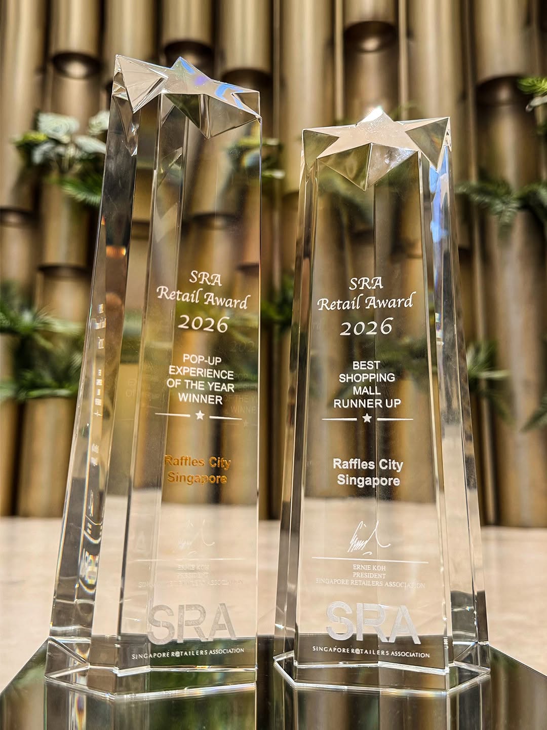 Raffles City Singapore SRA Retail Awards 2026 trophies