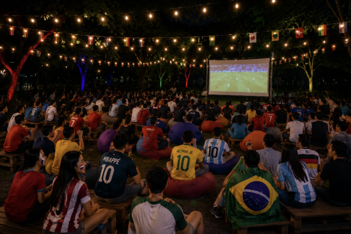 Map of World Cup 2026 Final screening venues within walking distance of Raffles City