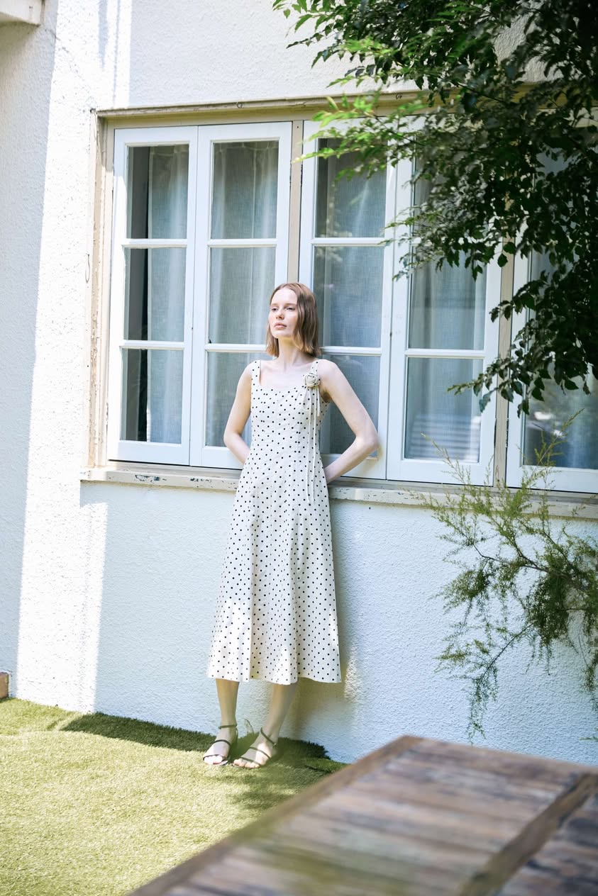 Klarra Summer '26 Cassis collection polka-dot midi dress