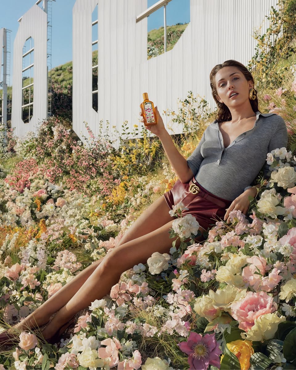 Gucci Flora makeup collection floral campaign display