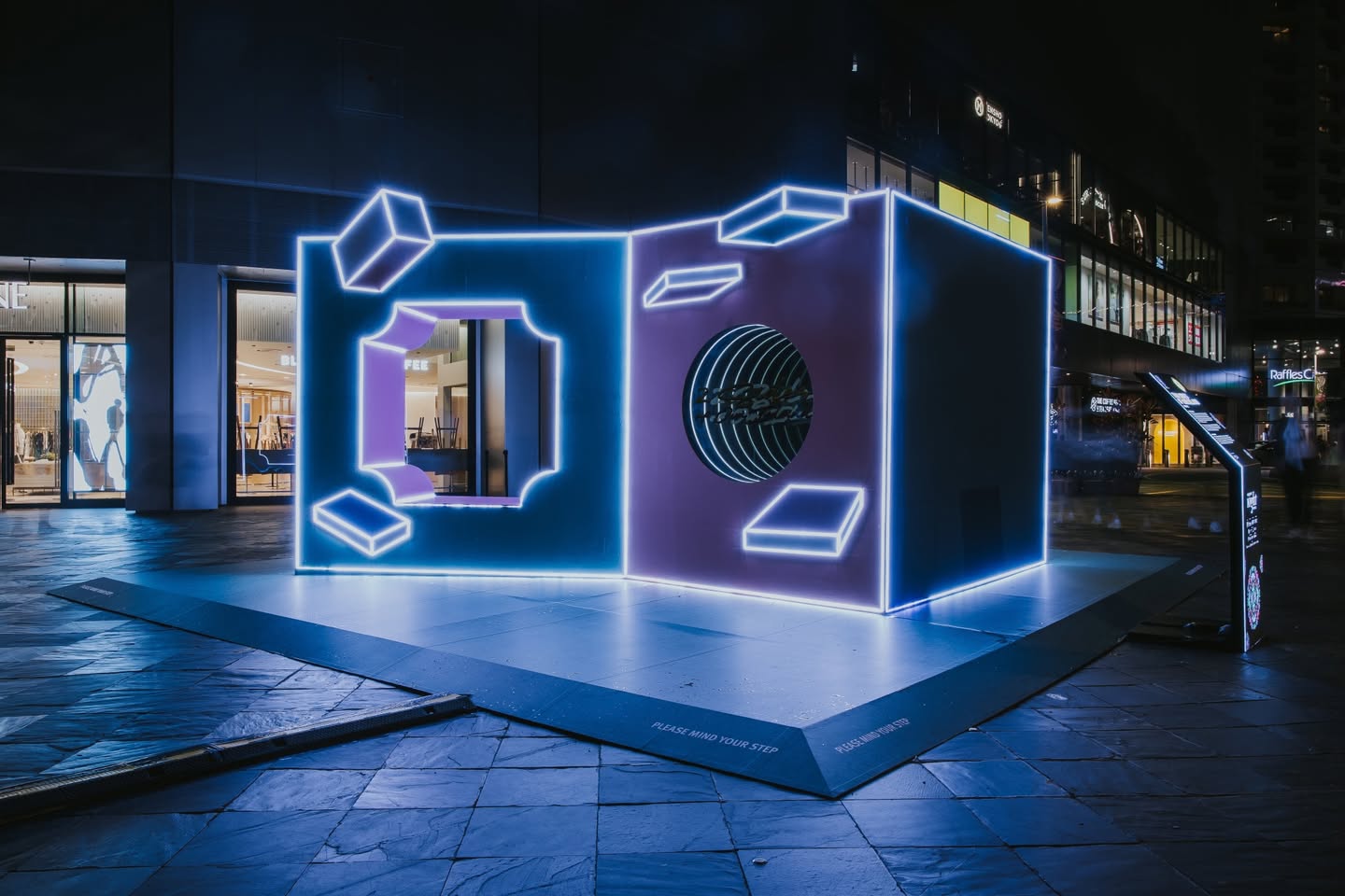 Visitors interacting with an immersive display at the art installation.