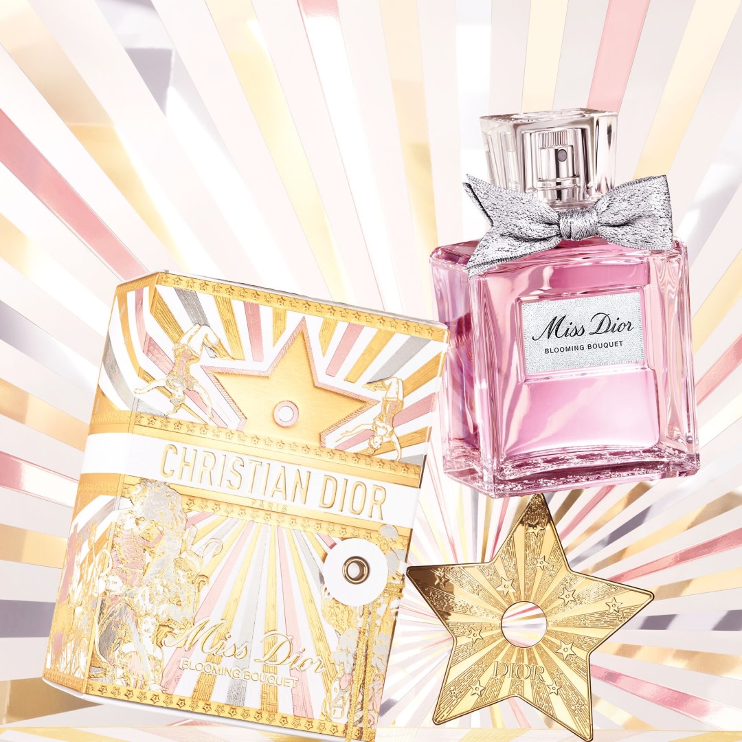 A selection of luxurious Dior festive gifts, beautifully presented.