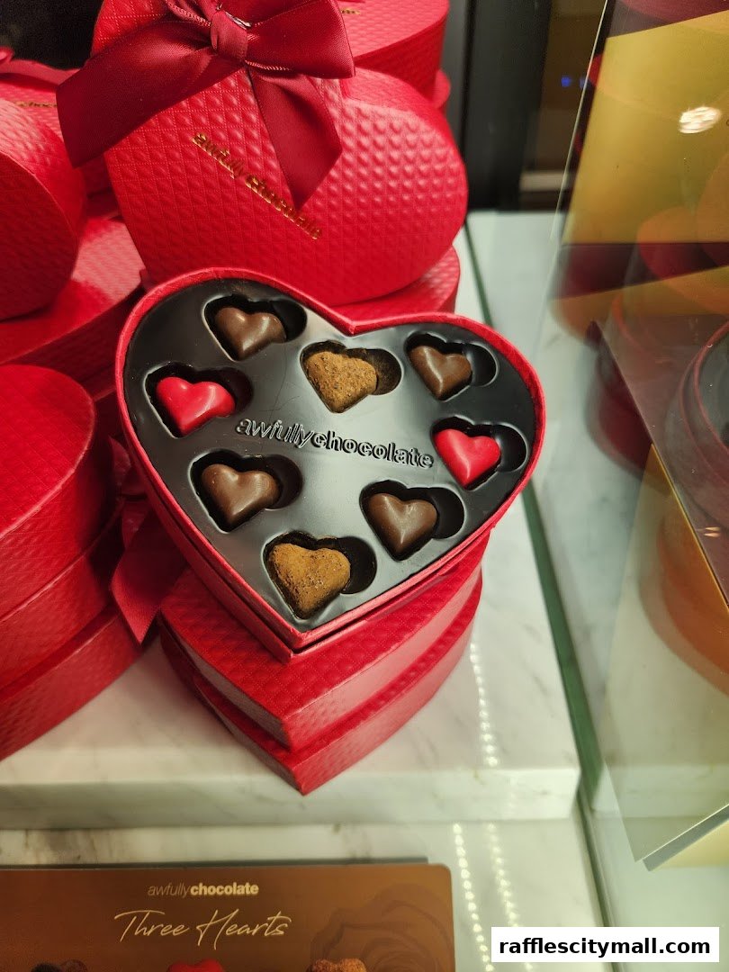 A heart-shaped box of assorted chocolates from Awfully Chocolate.