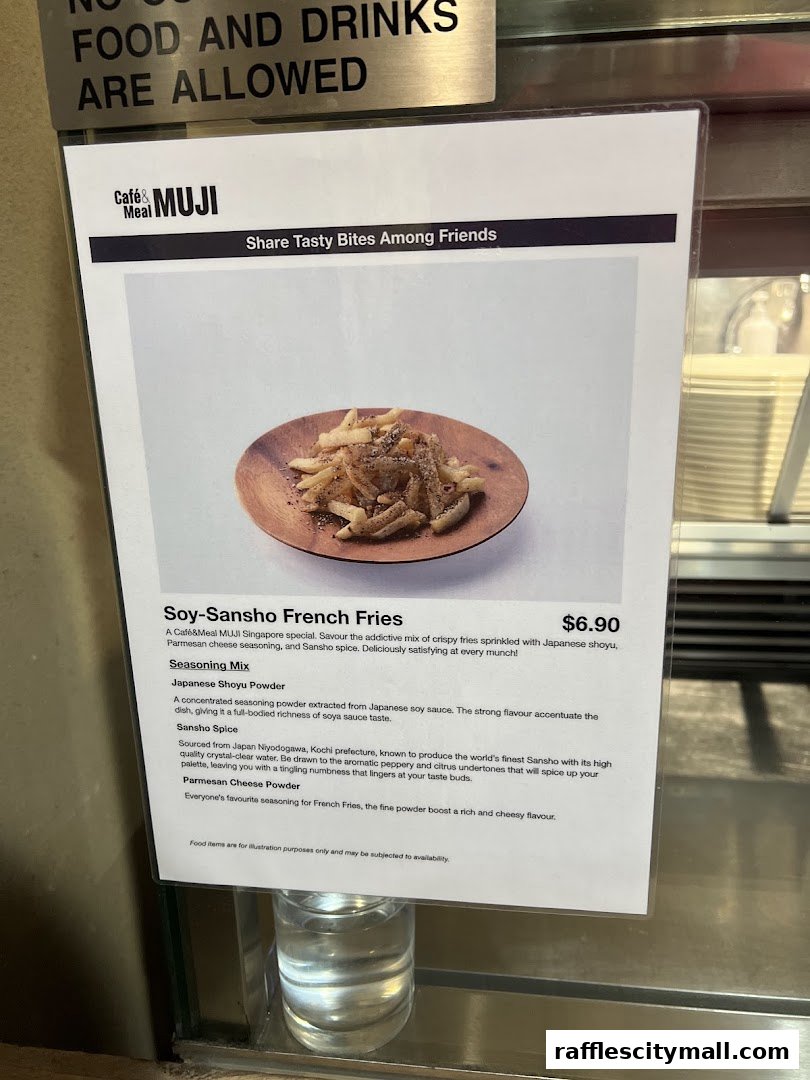 A menu item for Soy-Sansho French Fries with detailed descriptions of seasoning.