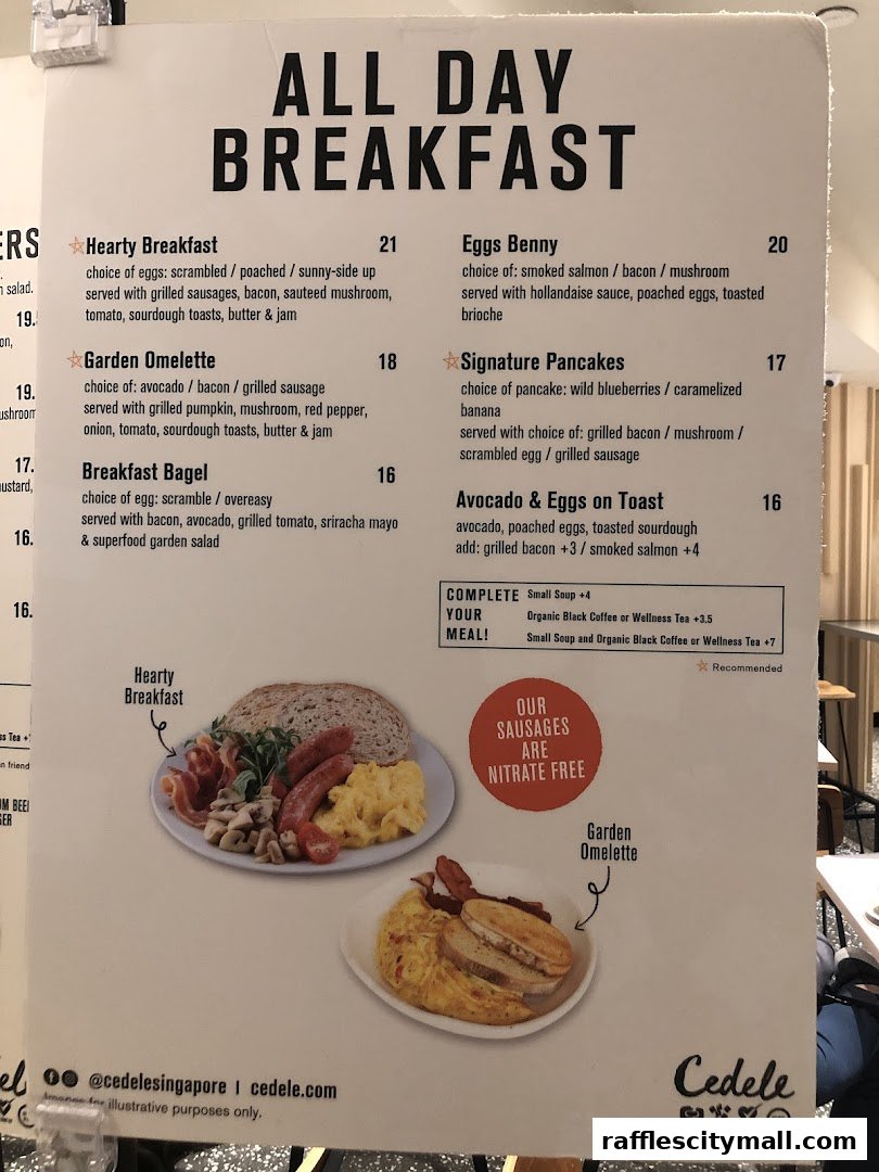 A menu featuring 'All Day Breakfast' items with descriptions and prices.