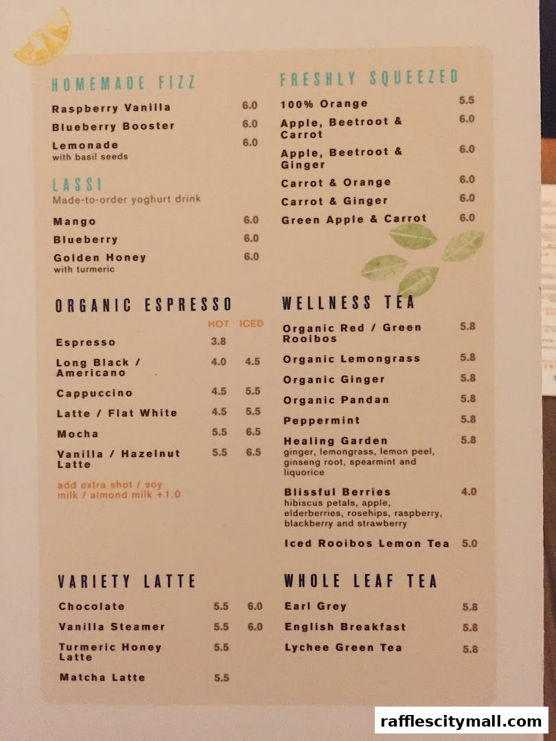 A menu from Cedele Bakery Kitchen featuring homemade fizz, freshly squeezed juices, lassis, organic espresso, wellness teas, and variety lattes.