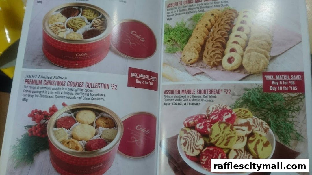 A spread of Cedele's premium Christmas cookies and assorted marble shortbread.