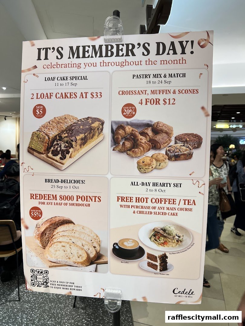 A promotional poster for Cedele Bakery Kitchen's Member's Day specials.