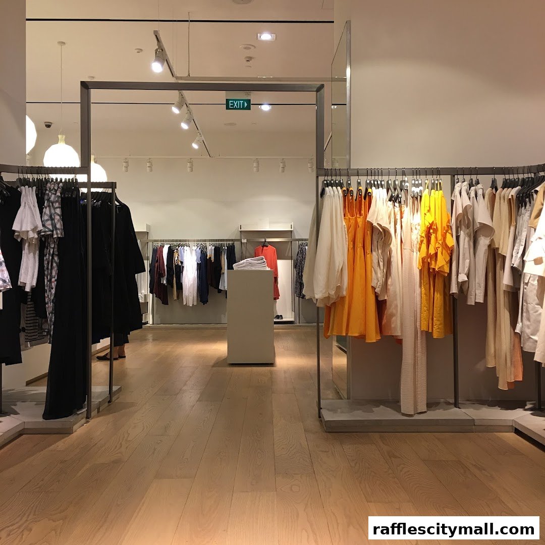 Interior view of a COS clothing store with racks of stylish apparel.