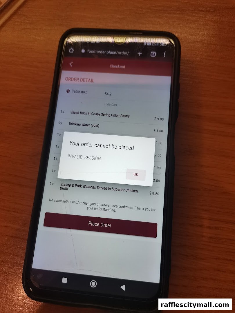 A smartphone displaying an online order detail page with an error message.