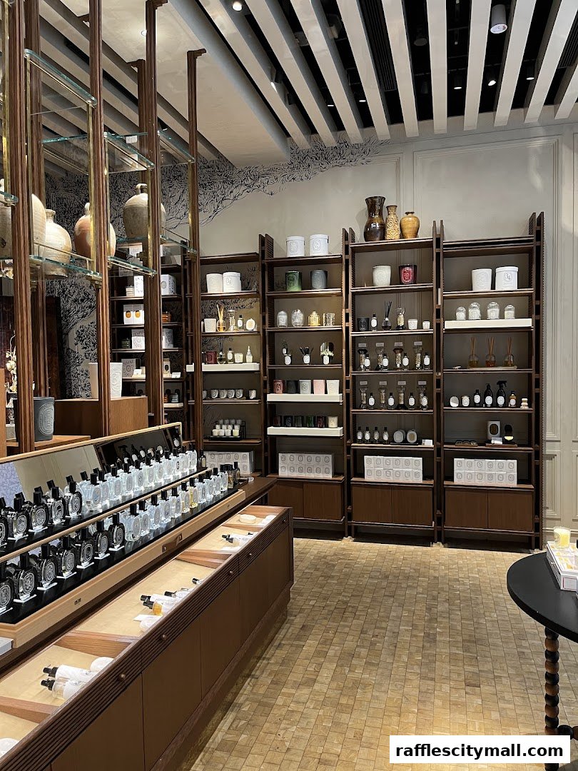 Interior of a Diptyque store showcasing a wide selection of perfumes and candles on shelves.