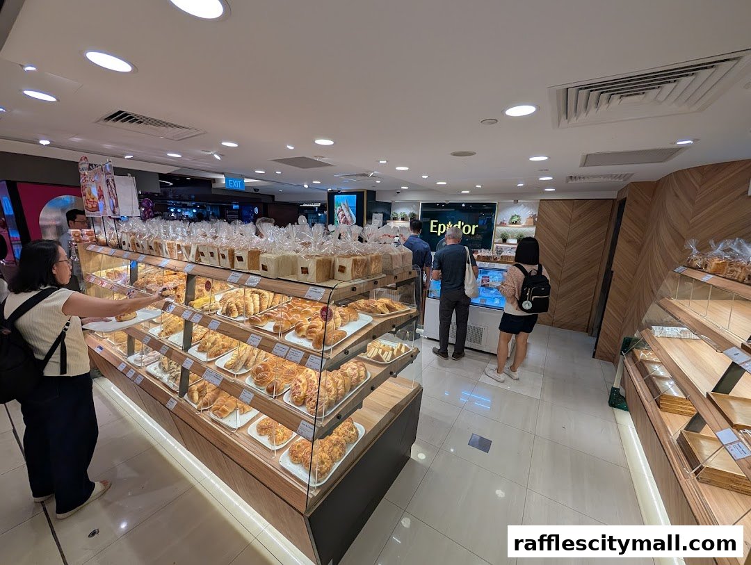 Customers browse a wide selection of fresh pastries and breads at Epi Dor bakery.