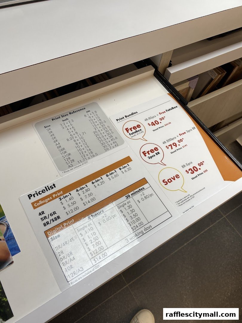 A pricelist and print bundle offers from FotoHub, detailing photo print sizes and prices.