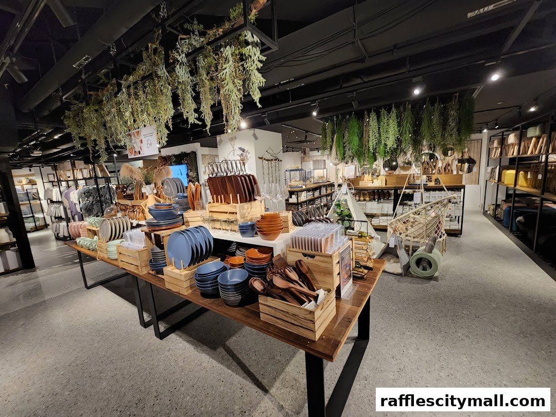 Interior view of a HOOGA store showcasing tableware, kitchenware, and home decor items.