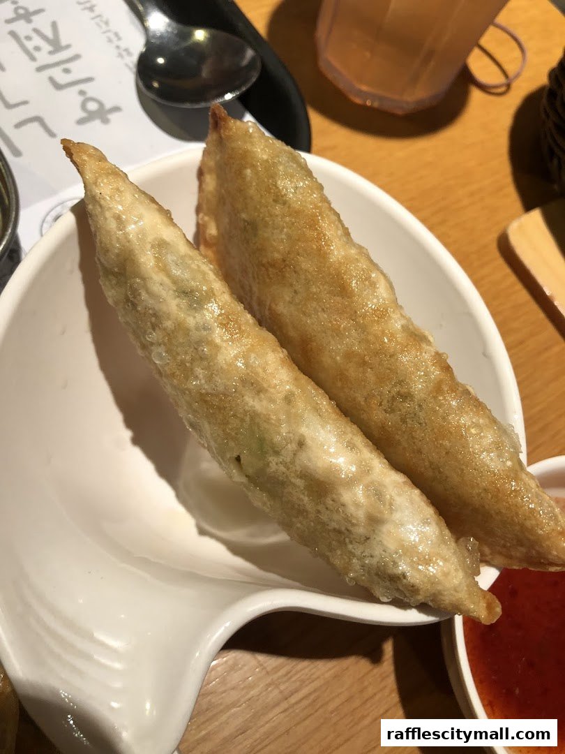 Two golden-brown fried spring rolls served in a white bowl with a side of dipping sauce.