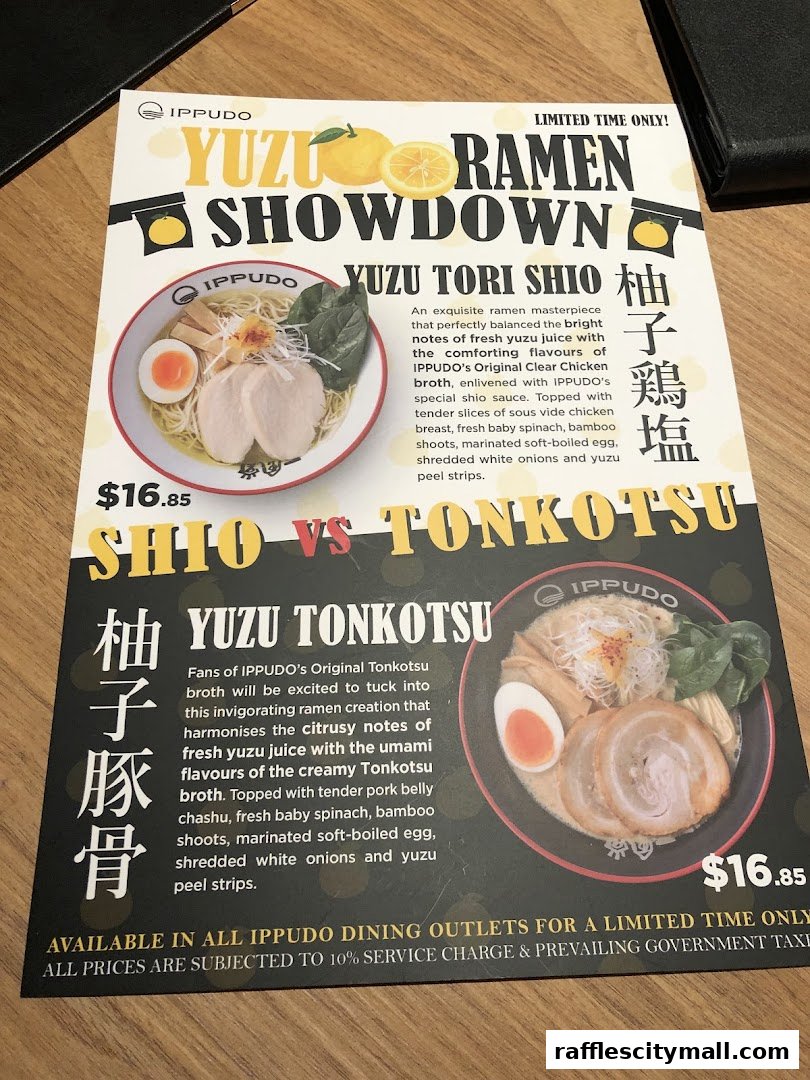 A menu showcasing two special Yuzu Ramen dishes from IPPUDO.