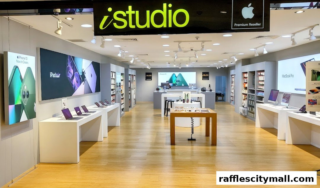 Interior view of an iStudio Apple Premium Reseller store showcasing various Apple products.