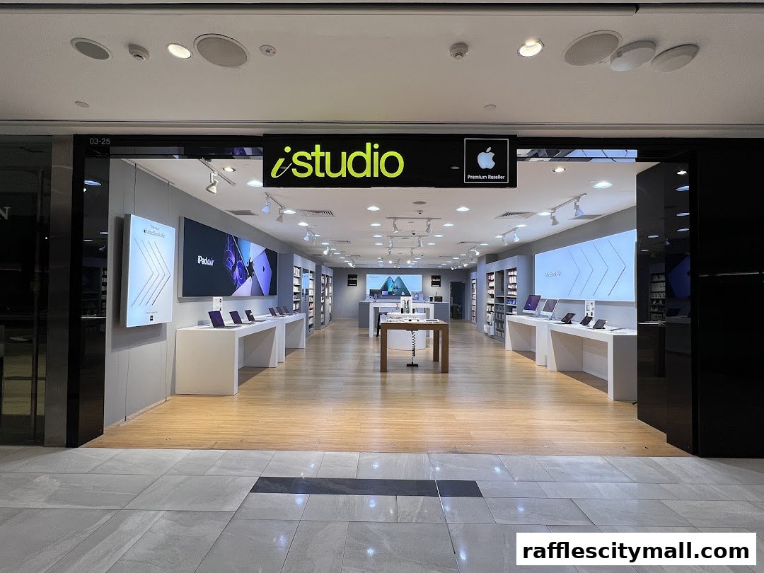 The interior of an iStudio Apple Premium Reseller store showcasing various Apple products.