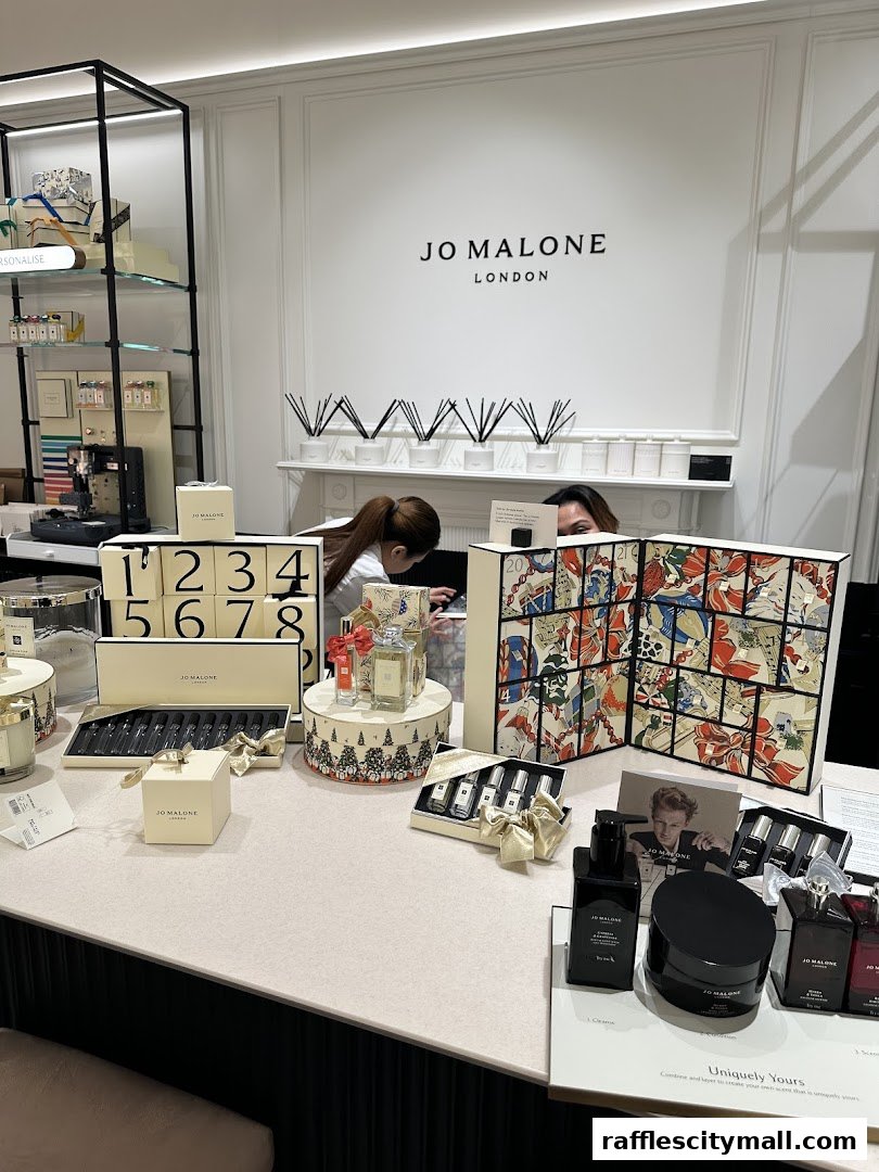 Jo Malone London shop interior with various perfume products and displays.