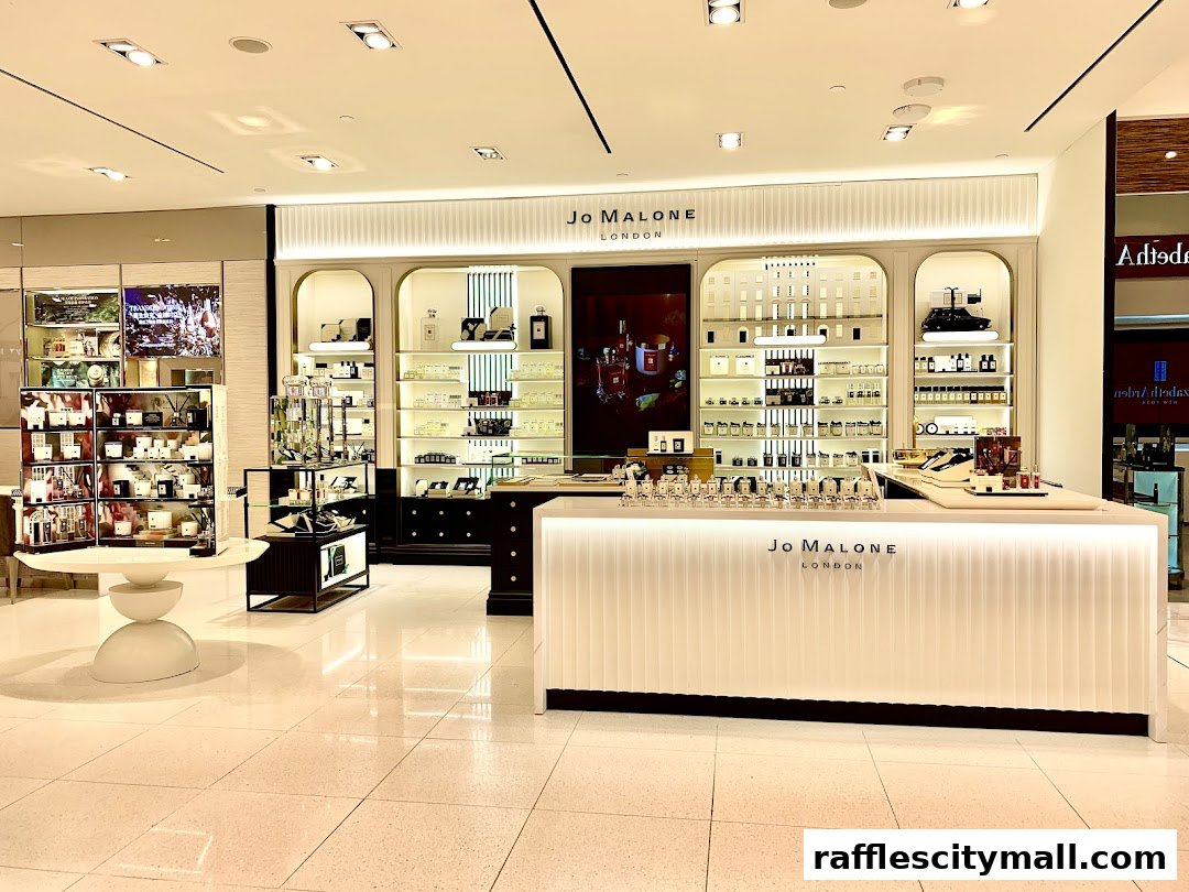 Interior view of a Jo Malone London store showcasing perfumes and gift sets.