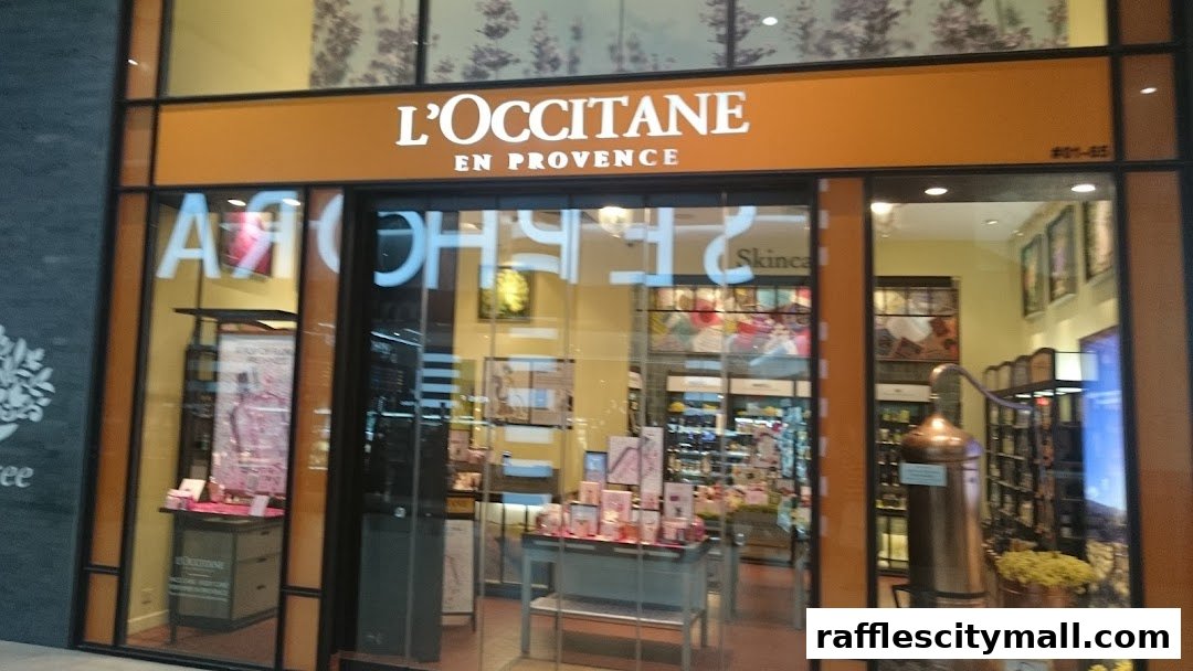 The L'Occitane en Provence shop front with its signature orange signage and display windows.