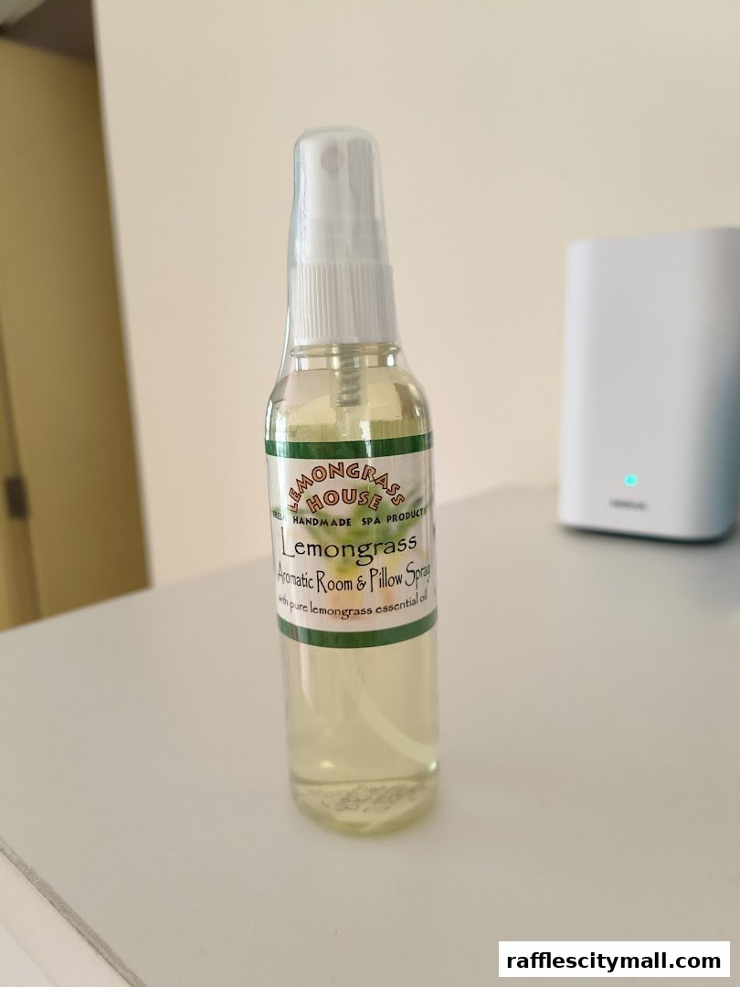 A bottle of Lemongrass House Aromatic Room & Pillow Spray.