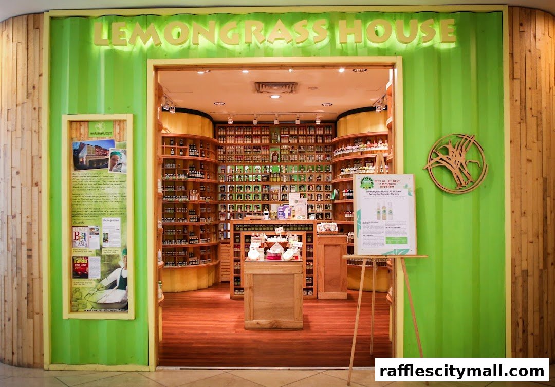 The entrance to Lemongrass House, a shop filled with natural products and aromatherapy items.