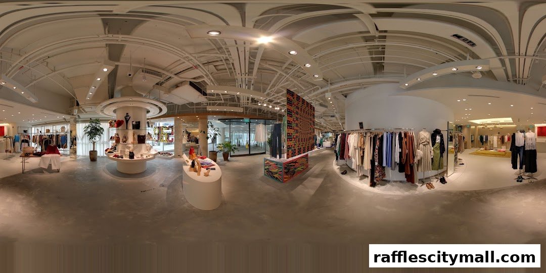 Interior view of a modern fashion boutique with clothing racks and display shelves.
