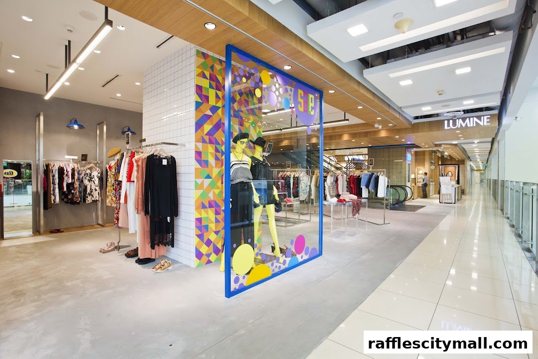 Interior view of a stylish clothing store with mannequins and apparel on display.