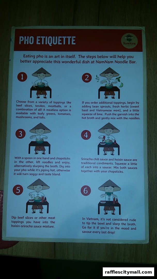 A guide to eating pho etiquette with illustrated steps from NamNam Noodle Bar.