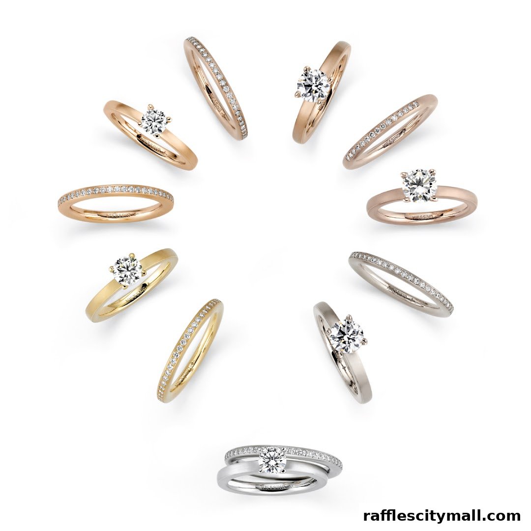 A collection of elegant diamond rings in various gold and platinum settings.