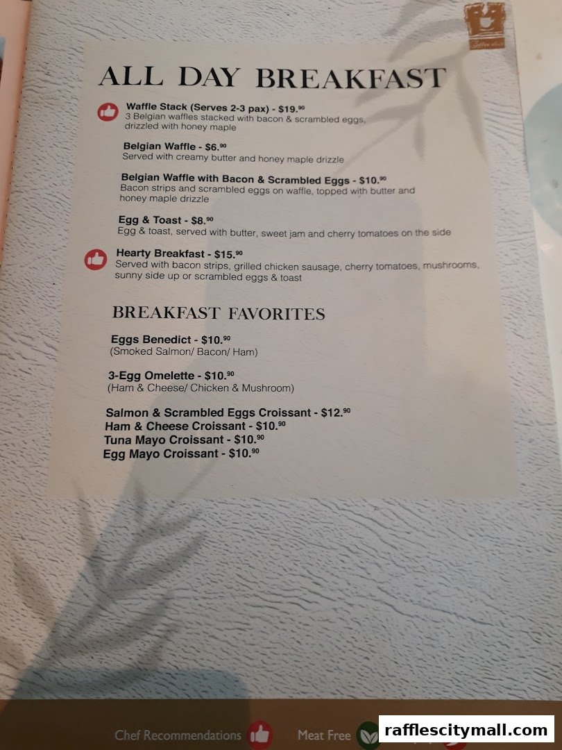 A menu page from O'Coffee Club featuring all-day breakfast and breakfast favorites.