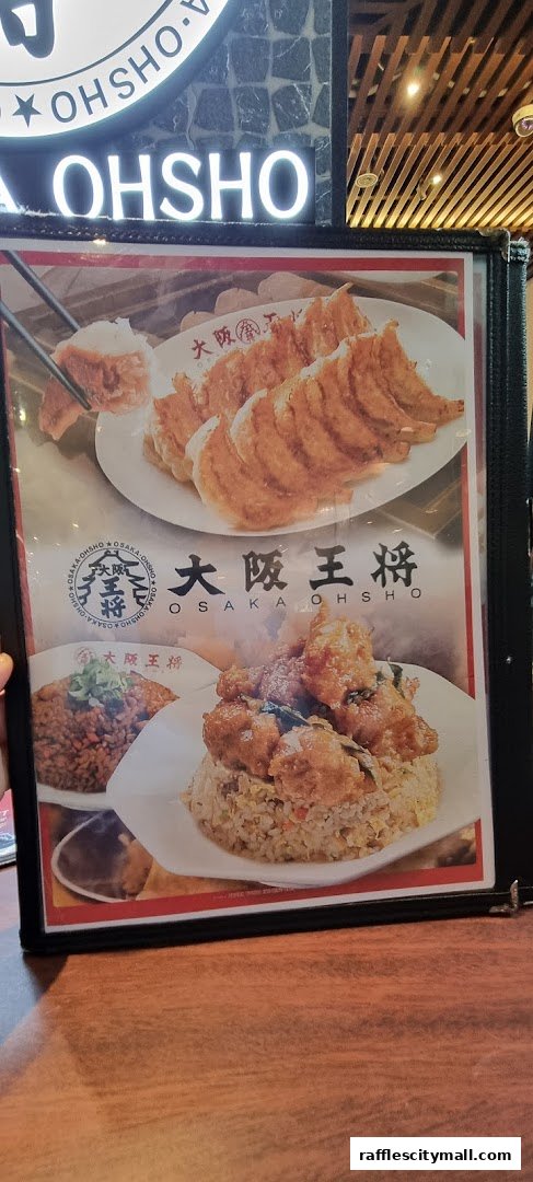 A menu featuring delicious gyoza and fried rice dishes from Osaka Ohsho.