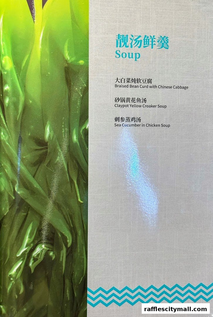A menu featuring various soup dishes with Chinese and English descriptions.