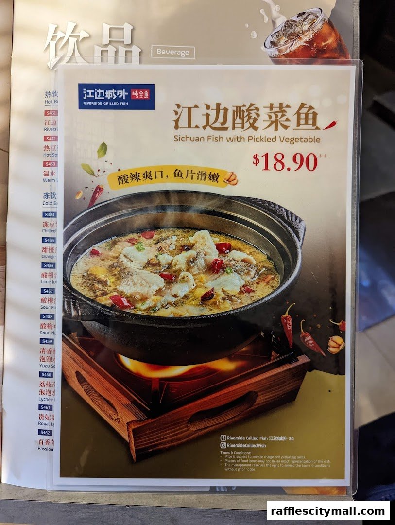 A menu featuring Sichuan Fish with Pickled Vegetable for $18.90.