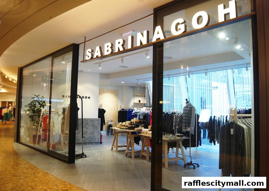 The exterior of the SABRINAGOH fashion boutique, showcasing stylish clothing displays.