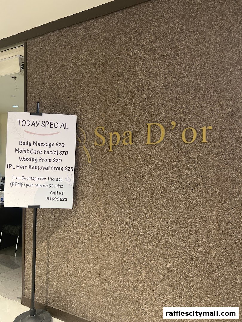 A sign advertising today's specials outside the Spa D'or shop.