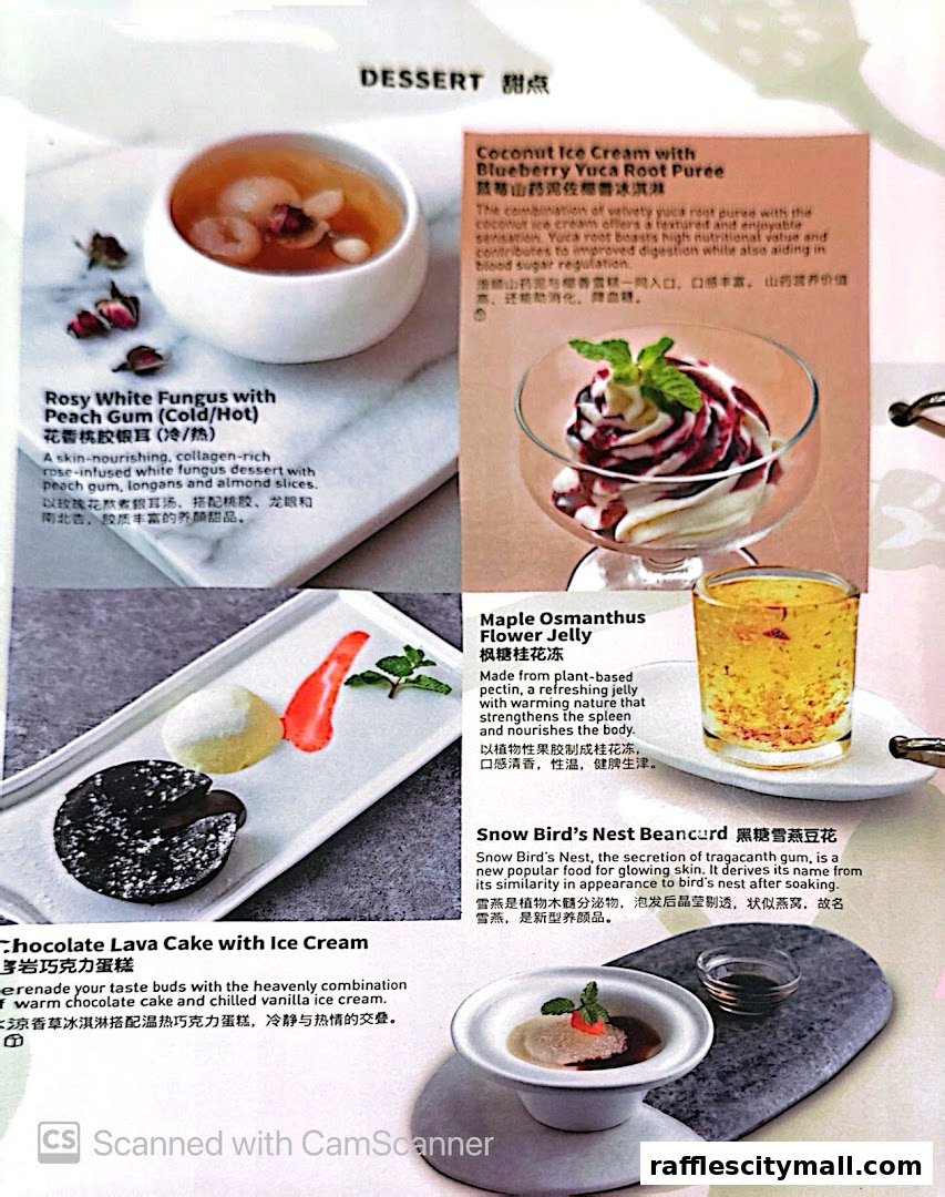 A menu page showcasing various desserts from Sufood, including ice cream, jelly, and cakes.