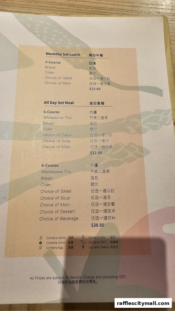 A menu from Sufood featuring weekday and all-day set meals with different course options.