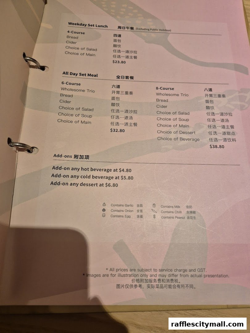 A menu from Sufood featuring weekday and all-day set meals with various course options.