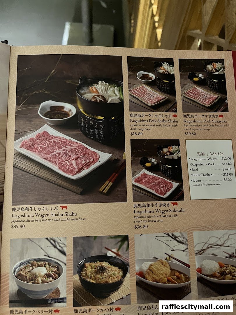 A menu page from Sushi Tei featuring various Japanese hot pot and rice dishes.