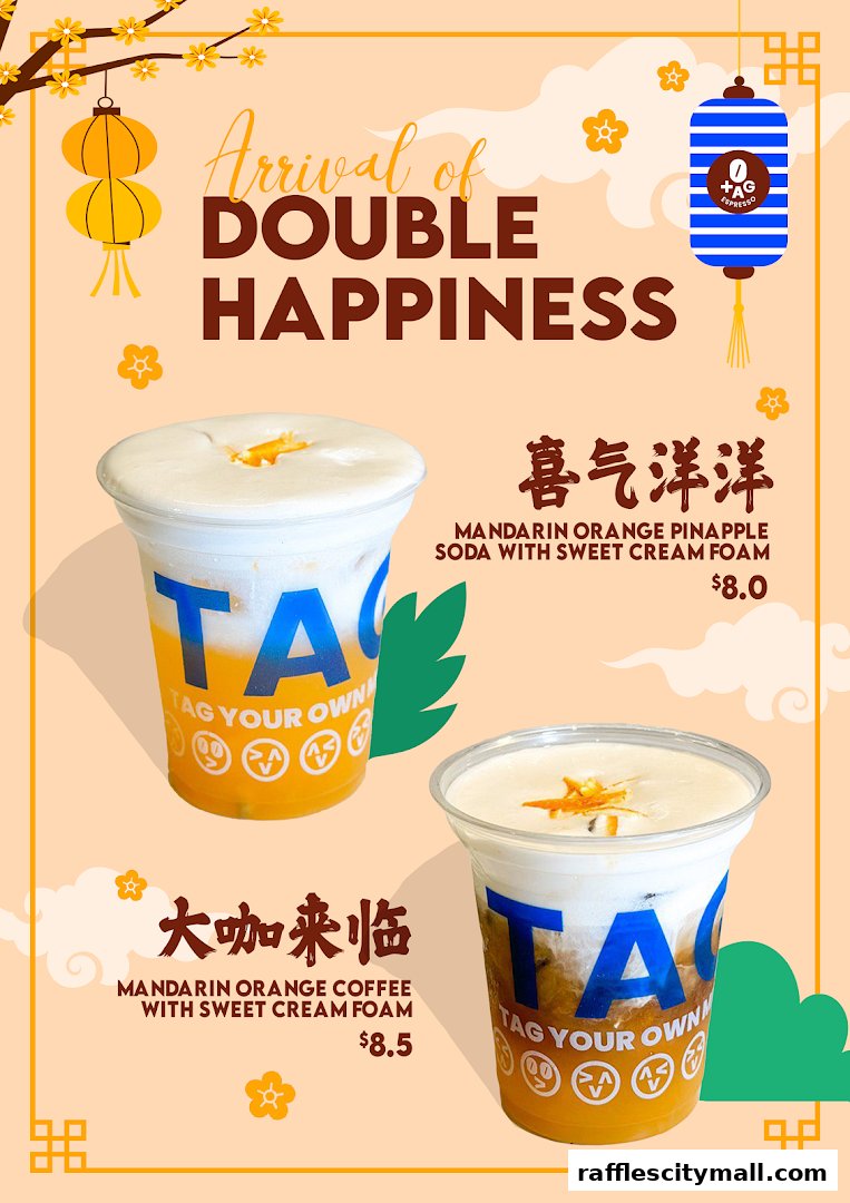TAG Espresso advertises two new drinks: Mandarin Orange Pineapple Soda and Mandarin Orange Coffee.
