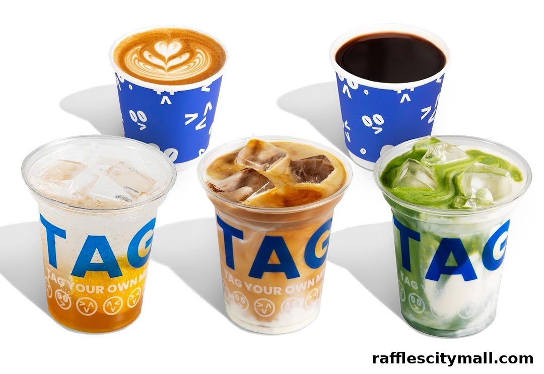A variety of iced and hot coffee drinks from TAG Espresso.