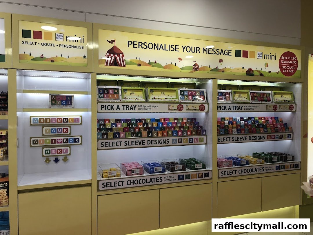 A display for personalizing chocolate gift boxes with letters and designs.