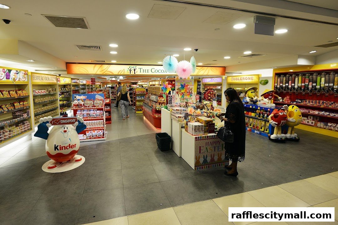 Interior view of The Cocoa Trees shop, showcasing a wide variety of chocolates and candies.