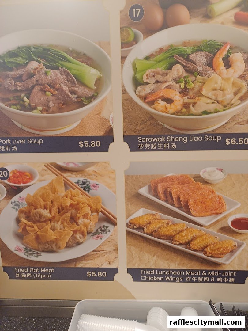 A menu display featuring four popular dishes with their names and prices.