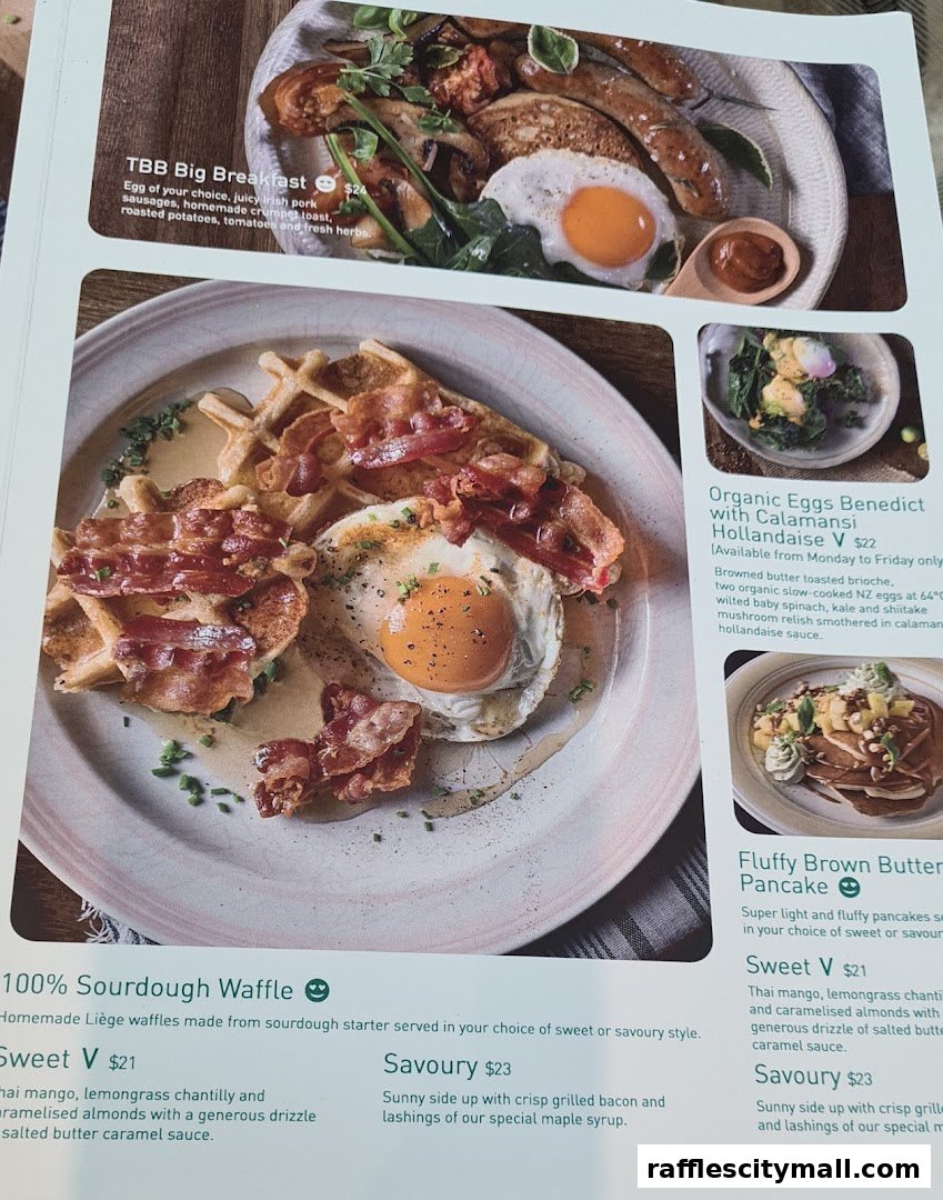 A menu showcasing delicious breakfast and brunch items from Tiong Bahru Bakery.